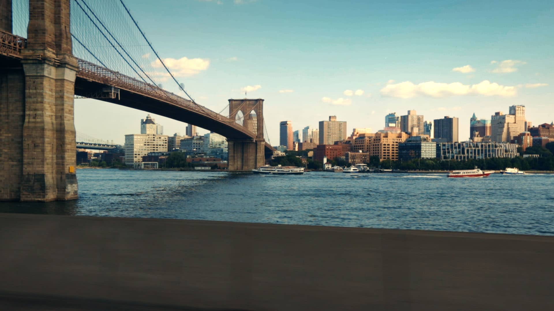 View of the Brooklyn Bridge and the East River